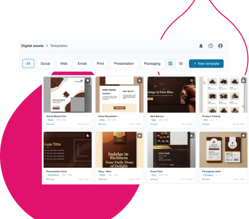 Screenshot of a design interface with grid layout and pink teardrop shape overlay