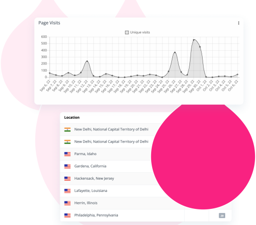 various pink acquia droplets with product screenshots of  Acquia Campaign Studio