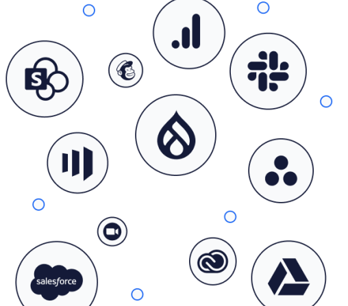 variety of integration logos in circles
