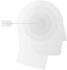 White icon of a head with a bullseye