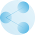 Data sharing tools blue icon