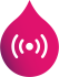 navy to pink droplet with a radio signal icon in the middle