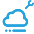 blue cloud with a wrench tool icon over it