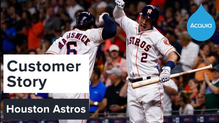 Screenshot from Houston Astros game of two players celebrating 