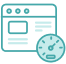 teal web browser with clock icon