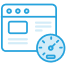 Blue web browser with speedometer