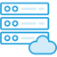 Blue data line art with cloud icon