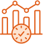 Orange infographics with clock in front