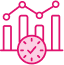 Pink infographics with a clock in front of it