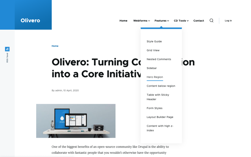 Screenshot of Olivero theme