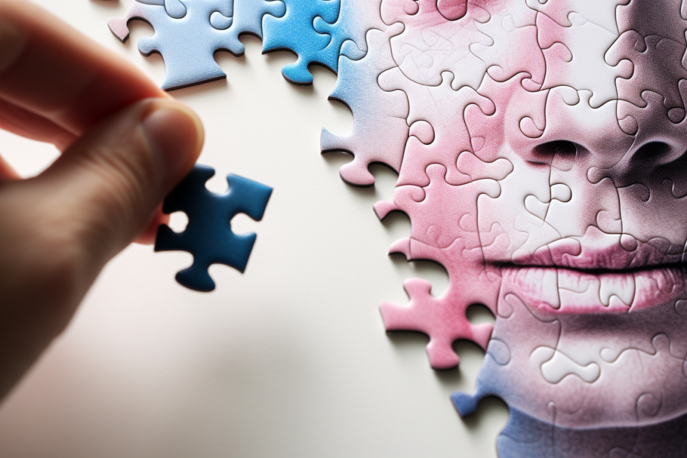 Jigsaw puzzle of face