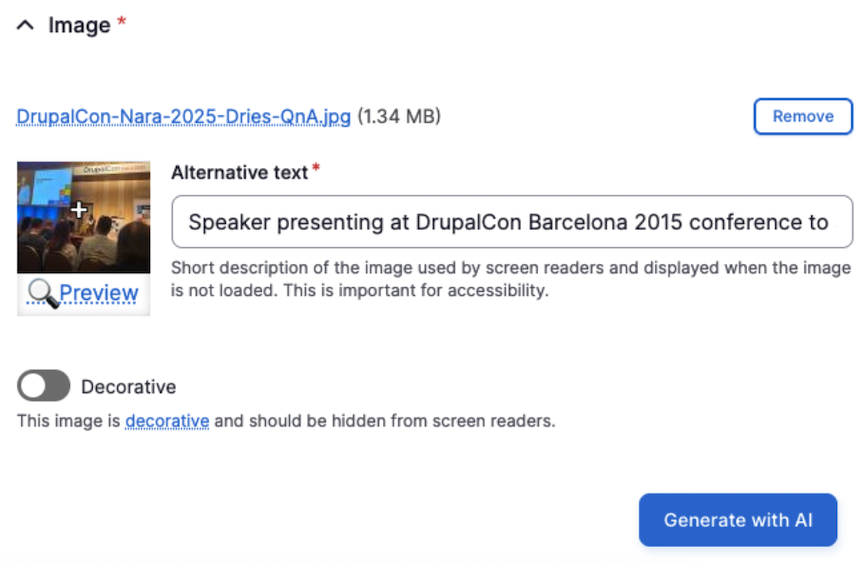 image of an image upload in drupal
