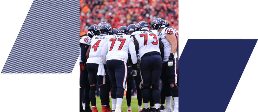 Houston Texans players huddled during game