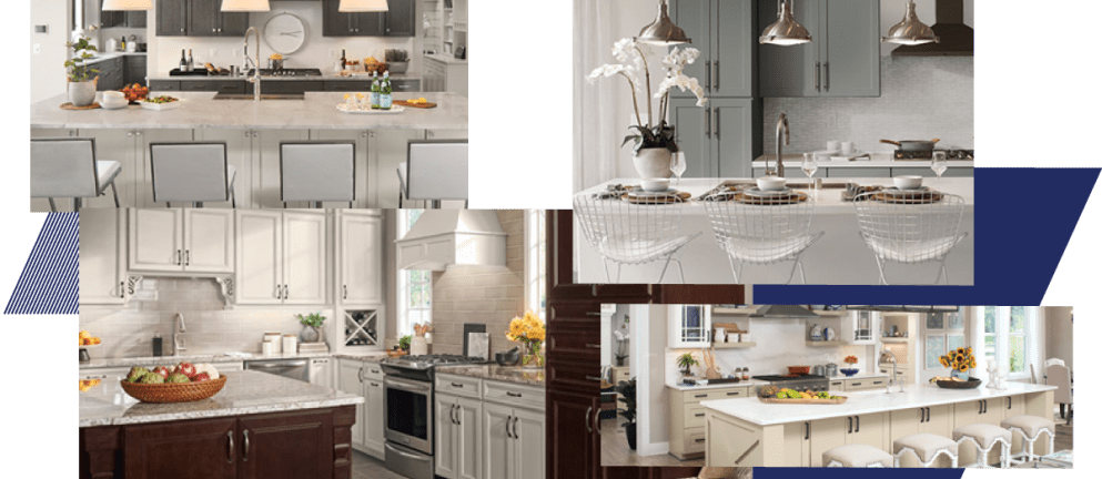 Collage of four images of kitchens