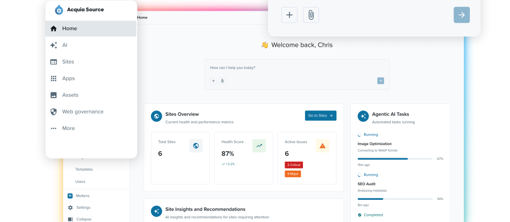 Acquia Source's digital command center visual