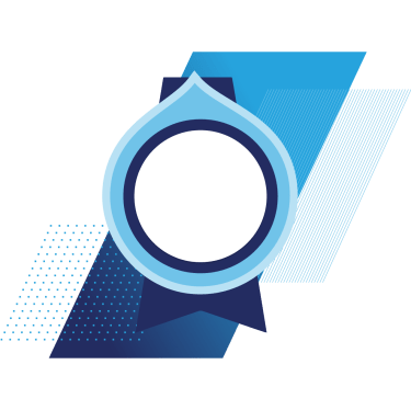 navy to blue gradient with Acquia certification badge logo