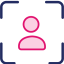 Pink person with frame around them icon