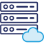 Blue data line art with cloud icon