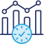 navy and blue infographics with clock in front
