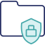 line art of a folder with a security shield over it