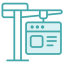 teal icon of a crane holding a browser screen