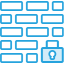 blue icon of bricks with a lock in the corner