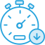 blue icon of clock with a down arrow