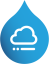 droplet with a blue to navy gradient and a cloud with some lines underneath in the center