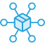 blue box connected to a variety of dots icon