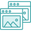 teal icon of two screens with images on them