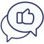 chat bubbles with thumbs up icon