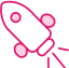 pink icon of a rocketship
