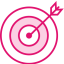 pink icon of a target with an arrow in the middle