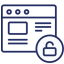 navy icon of a browser with an unlocked lock